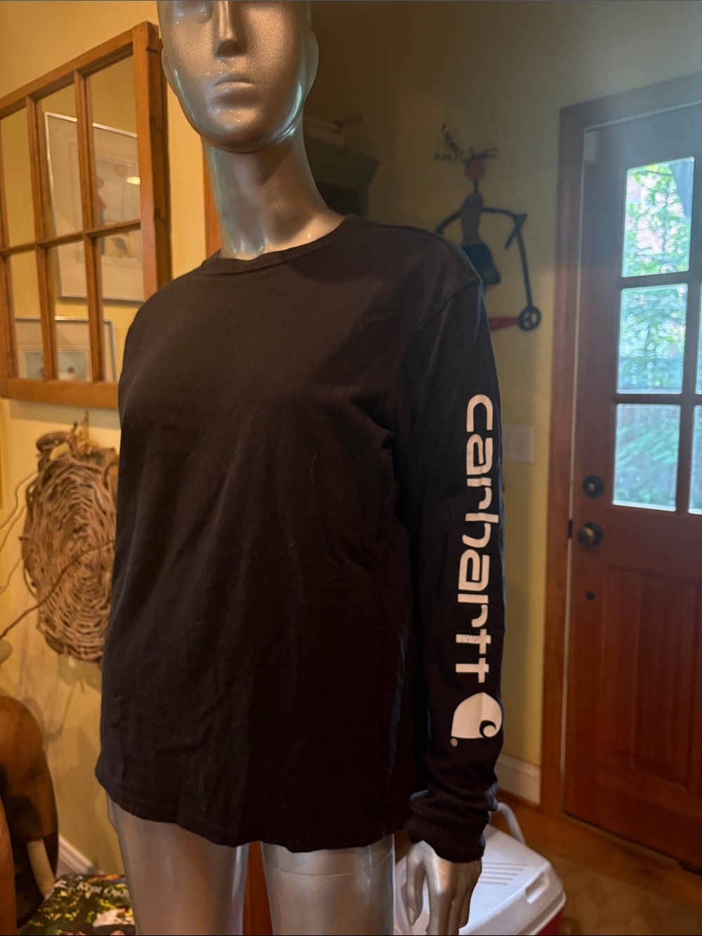 Carhartt Black Long-Sleeve Shirt with White Sleeve Logo